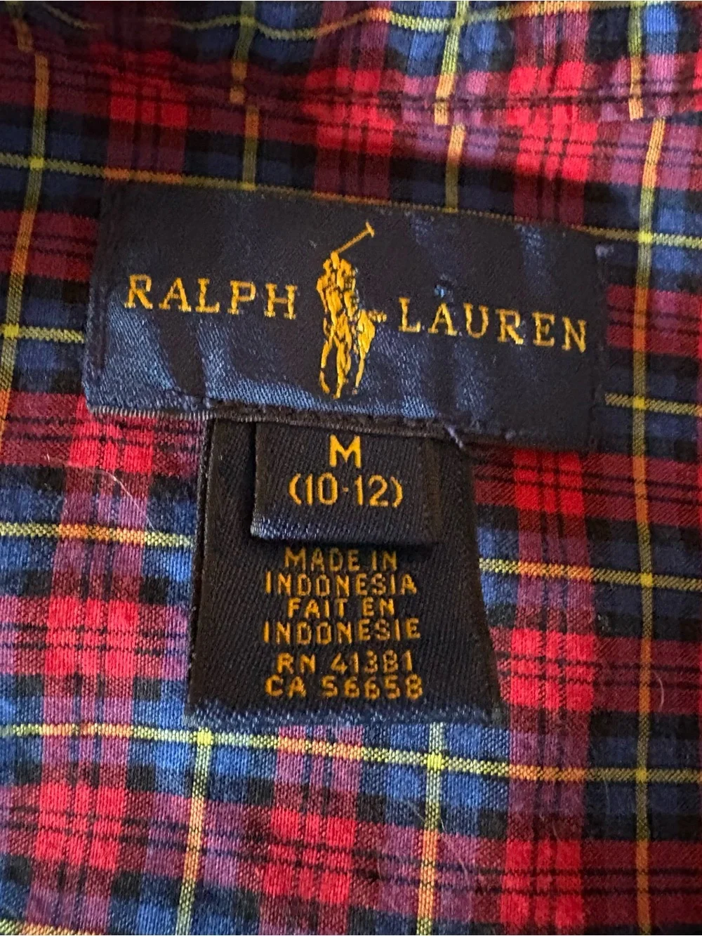 Ralph Lauren Boys Plaid Button Down Shirt Red Youth Medium (10-12) Cotton